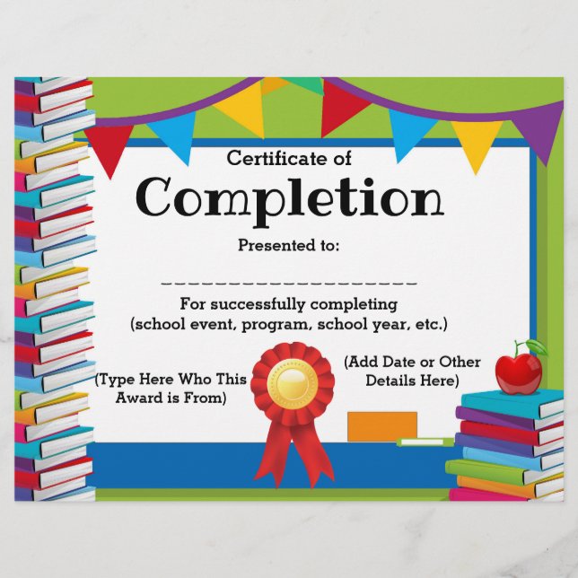 Certificat d'achèvement Enfants personnalisables 8 (Devant)