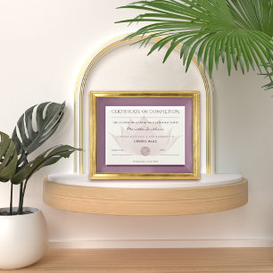 Certificat D'Achèvement Fleur Lotus Pour Yoga Reik