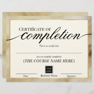 Certificat d'achèvement Gold Agate Award