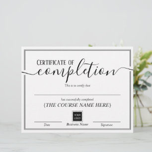 Certificat d'achèvement minimal