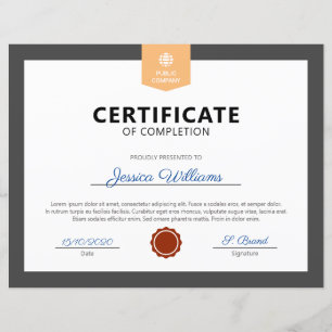 Certificat d'achèvement moderne