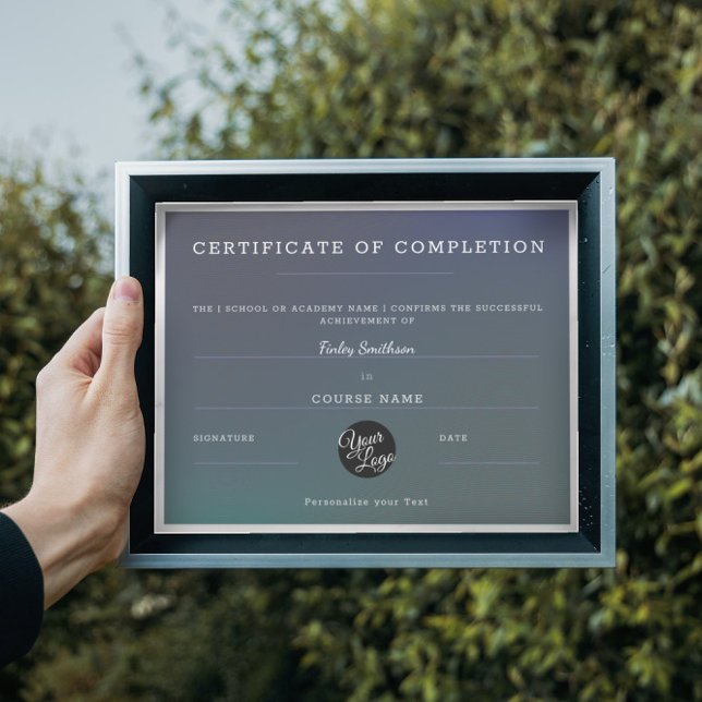 Certificat d'achèvement Moderne Gris Moiré Effet (Créateur téléchargé)