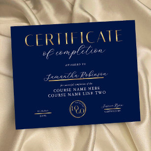 Certificat d'Achèvement Navy & Gold Logo Award