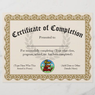 Certificat d'achèvement personnalisé du logo de l'