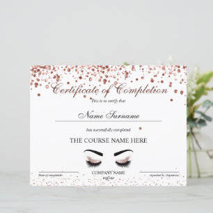 Certificat d'achèvement Prix Brows Lash Cours