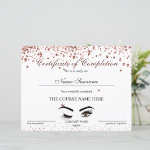 Certificat d'achèvement Prix Brows Lash Cours