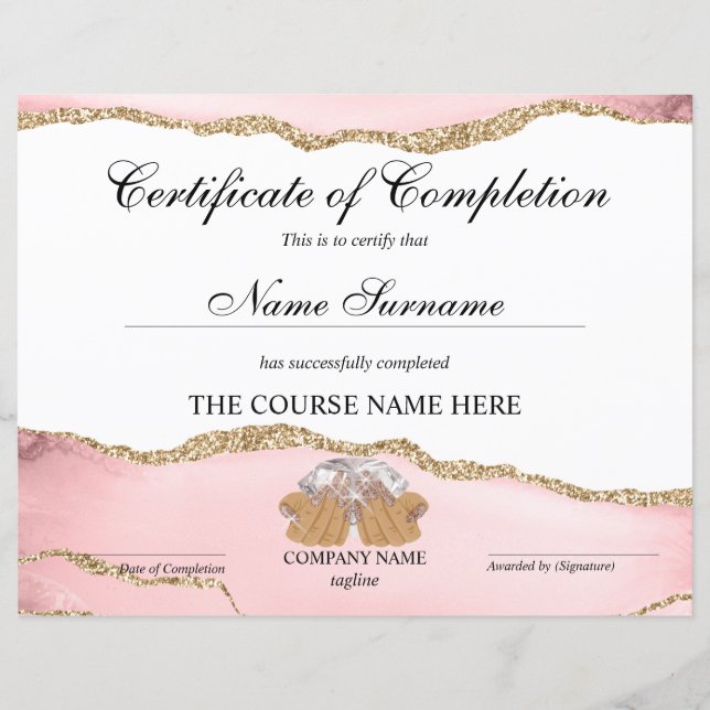 Certificat d'achèvement Prix Cours à ongles Artist (Devant)