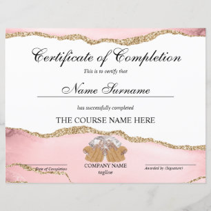 Certificat d'achèvement Prix Cours à ongles Artist