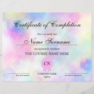 Certificat d'achèvement Prix Cours Unicorn