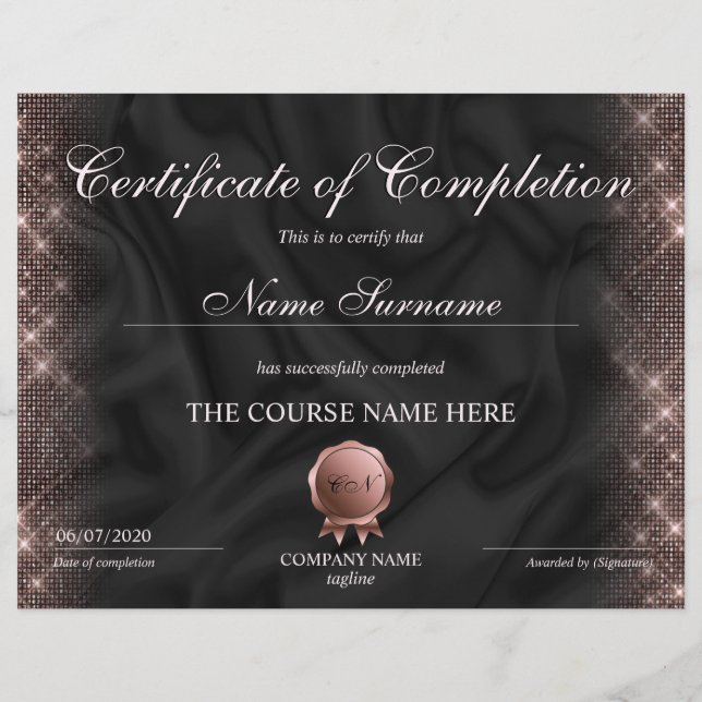 Certificat d'achèvement Prix de maquillage (Devant)