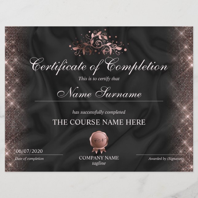 Certificat d'achèvement Prix de maquillage (Devant)