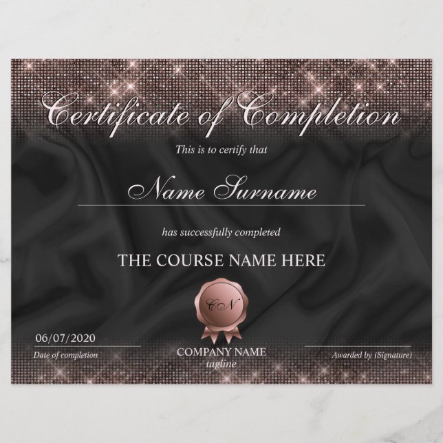 Certificat d'achèvement Prix de maquillage (Devant)