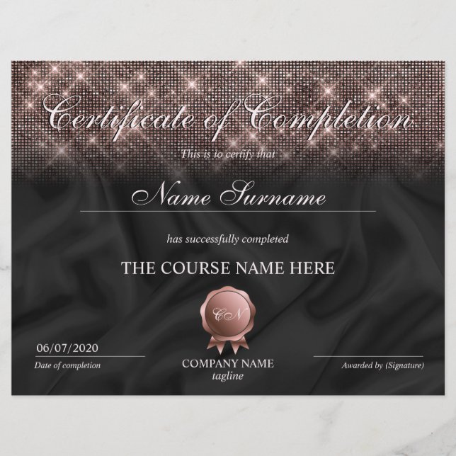 Certificat d'achèvement Prix de maquillage (Devant)