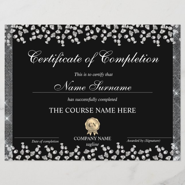 Certificat d'achèvement Prix Diamant (Devant)