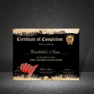 Certificat d'achèvement Prix Nails beautéCours