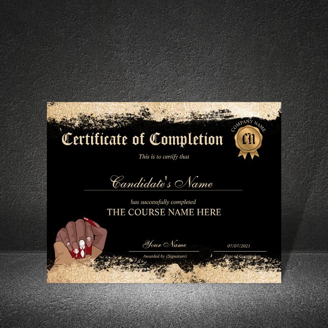 Certificat d'achèvement Prix Nails beautéCours (Créateur téléchargé)