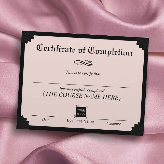 Certificat d'achèvement Prix noir et rose (Créateur téléchargé)