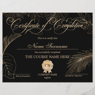 Certificat d'achèvement Récompense Achèvement du c