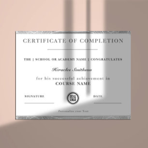 Certificat d'achèvement Silver Modern Elegant