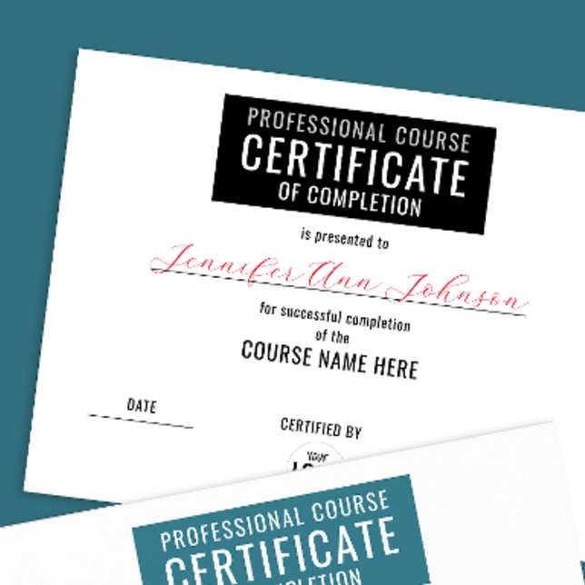 Certificat d'achèvement simple en noir blanc (Créateur téléchargé)