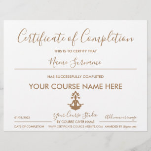 certificat d'achèvement yoga
