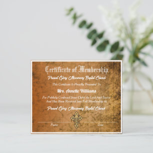 Certificat d'adhésion à l'église