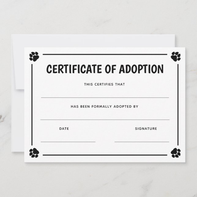 Certificat d'adoption d'animal de compagnie de cad (Devant)