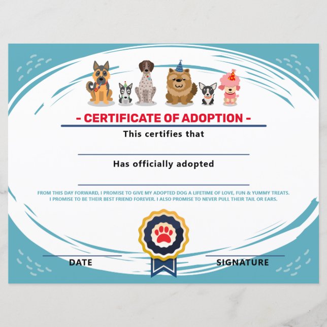 certificat d'adoption de chiot d'anniversaire sur  (Devant)