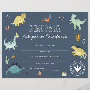 Certificat d'adoption de dinosaure