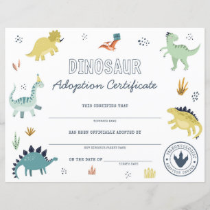 Certificat d'adoption de dinosaure