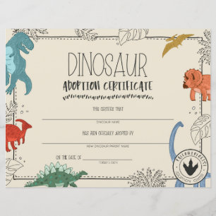 Certificat d'adoption de dinosaure
