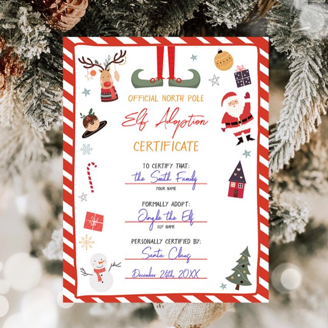 Certificat d'adoption Elf Adopter un Noël Elf (Créateur téléchargé)