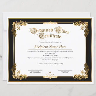 Certificat d'ancien ordonné, Ordination d'ancien