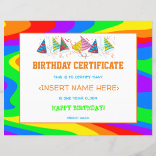 Certificat d'anniversaire
