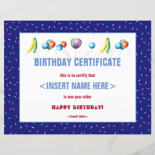 Certificat d'anniversaire