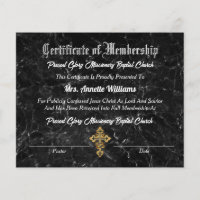 Certificat d'appartenance à l'église