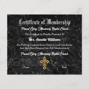 Certificat d'appartenance à l'église