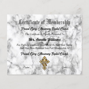 Certificat d'appartenance à l'église