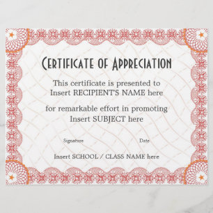 CERTIFICAT D'APPRÉCIATION