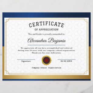 Certificat d'appréciation