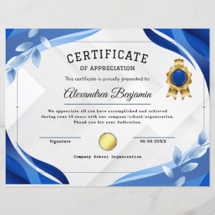 Certificat d'appréciation