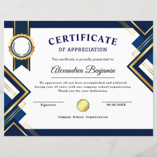 Certificat d'appréciation