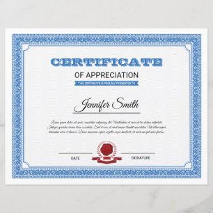 Certificat d'appréciation