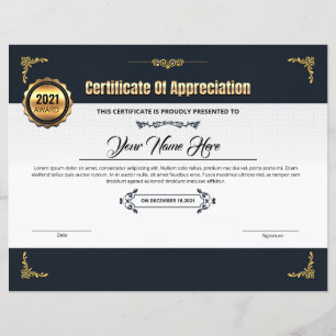 Certificat D'Appréciation