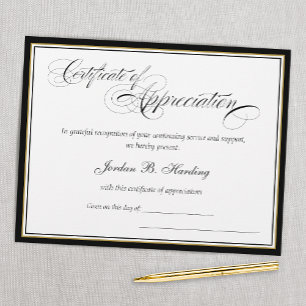 Certificat d'appréciation