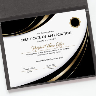 Certificat d'appréciation