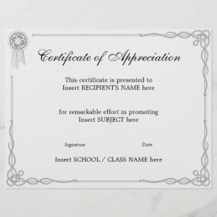 CERTIFICAT D'APPRÉCIATION