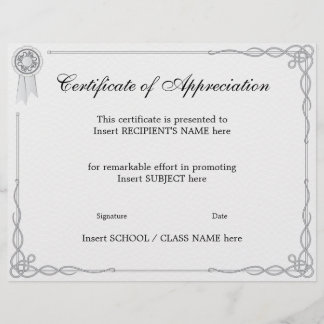CERTIFICAT D'APPRÉCIATION