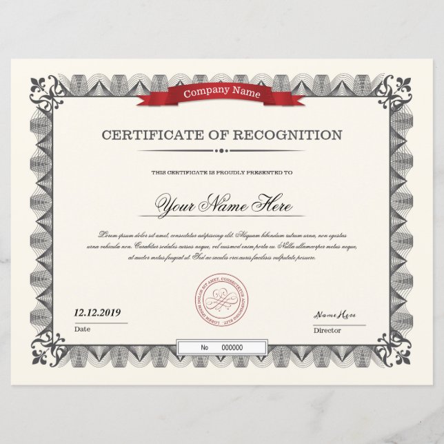 Certificat D'Appréciation (Devant)