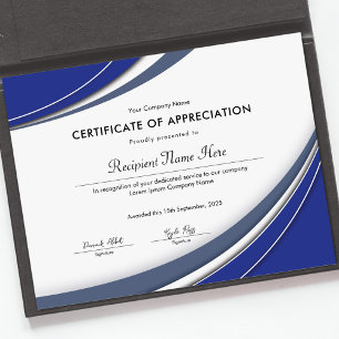 Certificat d'appréciation bleu